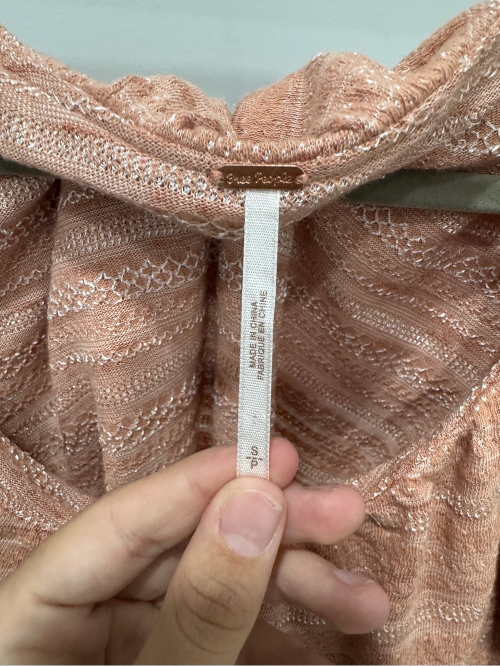 Free People Heirloom Ruffle Top Blush Pink Textured Knit Flutter Sleeve Size S - Picture 12 of 12